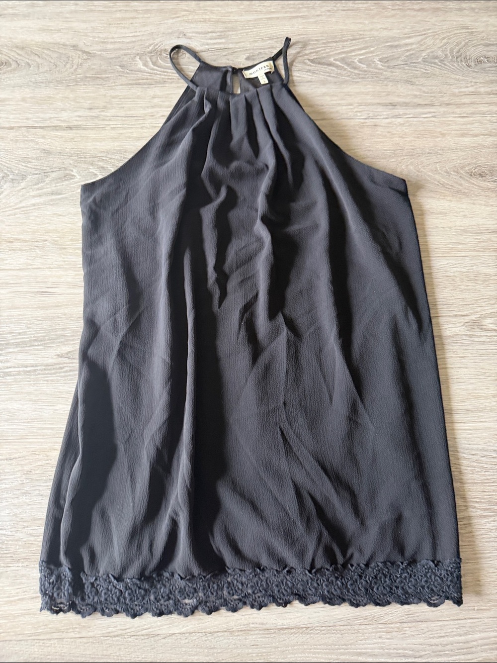 Black Halter Lace-Trim Dress